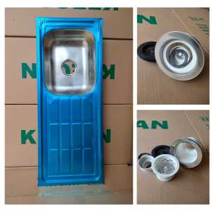 Sink / wastafel / bak cuci piring stainless + saringan + selang pembuangan + kran cuci piring komplit