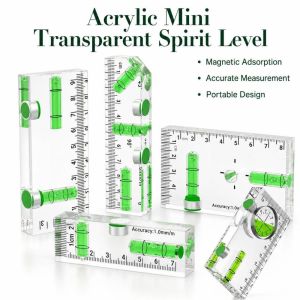 WENYOU 1PC Trong suốt Thước đo độ cao mini Acrylic Từ tính Thước thủy Chuyên nghiệp Ngang Dọc Dụng cụ đo góc Đa năng