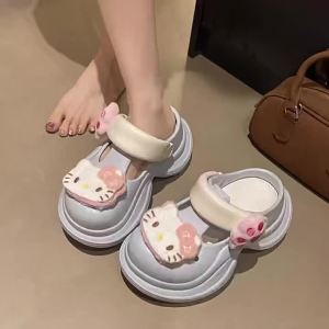 [Free Shipping] Cute Cat Claw Clogs for Women High Heel Sandals for Outdoor Wear Beach Slippers Home Slippers Womens Closed-Toe Slippers
