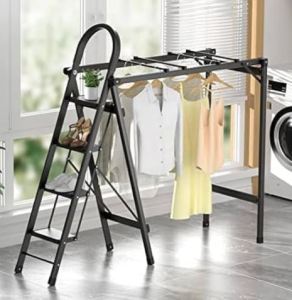 Ladder 4Steps Household Clothes drying rack Laundry Rack foldable ladder Multifunctional 3 IN 1 Ladders Keimav