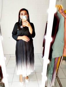 ASH110062 DRESS TUNIK PLISKET GRADAI BAHAN SATIN SILK IMPORT PREMIUM FASHION WANITA