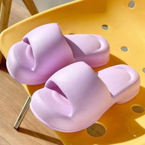 [Free Shipping] 2026 New Summer Collection: Simple And Versatile Slip-On Sandals Thick-Soled Outdoor Sandals Fashionable Solid-Color Indoor Slippers For Women