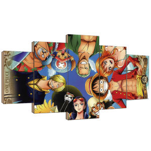 ONE PIECE Anime Wall Decoration 5 Pieces Posters of Monkey D Luffy Room Walls Sticker Wallpaper (No Frame)