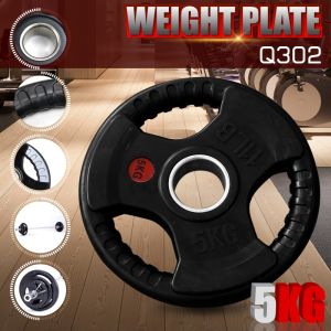 HTD Sport Rubberized Weight Plate Barbell Coated Alat Olahraga Fitness Angkat Besi 5Kg Q302