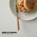Locaupin Tableware Wooden Handle Stainless Steel Cutlery Spoon Two Prong Fork Knife Chopsticks Teaspoon Dinner Dish. 
