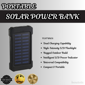 High-Capacity 50000mAh Solar Power Bank with Quick Charge 3.0 Dual USB Ports and Built-in LED Light - New | Portable Cahrger Waterproof External Battery With Bright LED Flashlight Large Capacity Powerbank