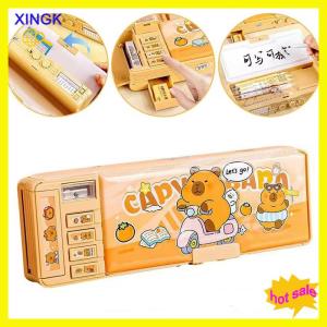 XINGK Multifunctional Capibara Pencil Case Large Capacity Password Lock Stationery Box Double Layer High-tech Pen Box NO Stationery