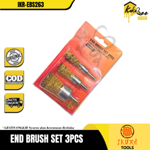 IKURA TOOLS End Brush Set 3pcs Sikat Endbrush Mata Bor Brush Sikat Lurus - 3pc Wire Brush Sikat Tangkai Bor Sikat Kawat Baja Bulu Kuningan - 3 Pcs End Brush Straight Crimped Wire Shank Bor Gerinda Pembesih Karat Besi Sikat Kawat Mangkok Pembersih Karatan