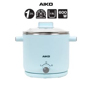 AIKO ไอโกะ หม้อต้มไฟฟ้าอเนกประสงค์ รุ่น AK-F15 สแตนเลส 304 ความจุ 1.5 ลิตร รับประกัน 1ปี มี 2 สี ขาว/ฟ้า