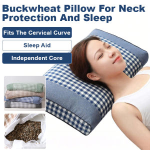 Natural Buckwheat Hull Pillow Orthopedic Neck Support Sleep Aid Comfort Bed Pillow for Home Use
