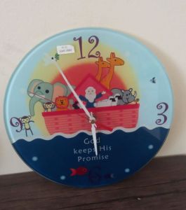 Jam Dinding Analog Rohani Kaca Noah Kristen Katolik GWC 6901