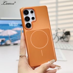Luxury Matte Hard PC Case for Samsung Galaxy S25 Ultra S24 Plus S23 FE Magnetic Wireless Charging Frosted Shockproof Cover