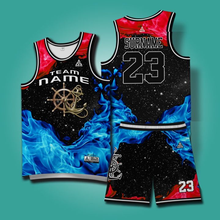 MARINE DESIGNS NBA DELTA Jersey for Men Full Sublimation Drifit Unisex Red  White Set Basketball Jersey for Men Customized Name and Number for Team  Jersey and Shorts