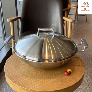Nồi chảo xào sâu lòng 36cm 5 lớp kẹp đồng CKM393 – dẫn nhiệt nhanh xào nấu chuẩn nhà hàng bền đẹp inox 18/10 cao cấp.