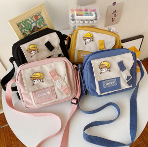 Túi vải đeo chéo nữ chống nước mix màu xinh để đồ dùng đi chơi chụp ảnh cute LUNSME