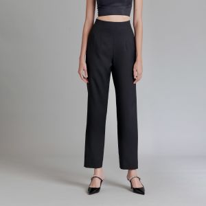 Pantalon Pants กางเกงเอวสูง ขาวยาว ทรงกระบอก ซิปหลัง