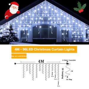 Christmas LED Icicle Lights Decorations Outdoor Fairy Curtain String Lights with US Plug in 8 Modes Timer Connectable Twinkle Lights for Holiday Window Party Home DecorWarm White