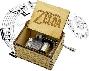 Zelda Wooden Music Hand Crank Wood Legend of Zelda Theme Musical Boxes Antique Engraved Carved Crafts Gift for Wedding Valentines Christmas Birthday(Black)