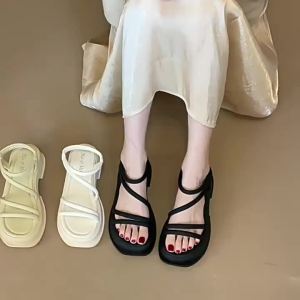 [Free Shipping] WomenS New Summer Sandals With Thick Soles Featuring A Single-Strap Design Soft Soles For Comfortable Wear And A Casual Beach Style