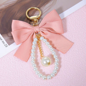 Bow Pearl Chain Keychains Phone Lanyard Keyrings Handbag Pendant Car Key Holder Accessories Gifts