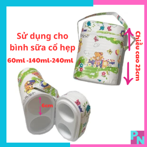 Bình ủ sữa đôi Pipi bình ủ sử dụng cho bình sữa cổ hẹp 140ml 240ml 250ml Pigeon Wesser Kichi Jumi (có thể ủ cháo nóng trong nhiều giờ)
