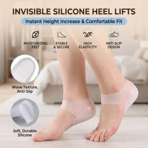 Silicone Invisible Inner Height Insoles Lifting Outdoor Foot Protection Pad Heel Cushion Hidden Insole Foot Massage Pad
