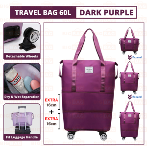 BIG BAG 60L Travel Bag With Wheels Large Capacity Luggage Bag Expandable Bag Travel Waterproof Weekender Bag 旅行包Beg Baju