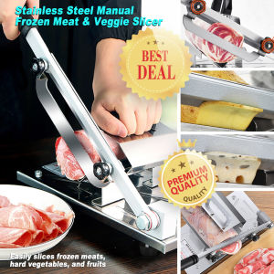Manual Frozen Meat Slicer Stainless Steel Meat Cutter Beef Mutton Roll Meat Food Slicer Slicing Machine for Home Cooking Kit of Hot Pot Shabu Shabu
