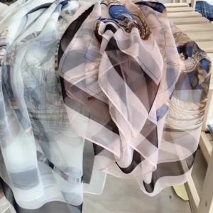 Summer Travel Vacation Sun Protection Silk Scarf for Women - Printed Ice Silk Gauze Shawl Mid-Length Scarf Beach Scarf