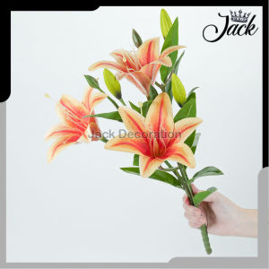 Bunga Lily Latex Cabang 3 Bunga lili Palsu Bahan Lateks Artificial Real Touch Silk Flower Tiger Lilies Hiasan Hotel Bucket Rumah Cafe dan Dekorasi Pelaminan Berkualitas Import Premium Murah