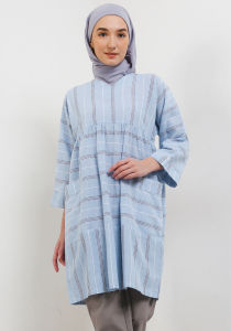 MFMW Halimoutu Tunik Biru Motif Salur