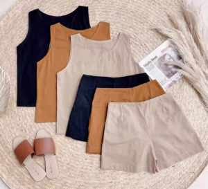 Summer Beach Casual  Boho Plain Korean Sleeveless Top and Shorts Set Terno   - xs to large - classy and elegant - timeless classic  - timeless piece - casual office or party - classic piece - super kapal ng tela - hindi kayo magsisi - our aim is to prod