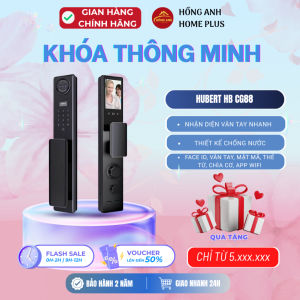 Khóa cửa vân tay thông minh Hubert HB CG88 rough black face id app wifi chính hãng công nghệ Đức