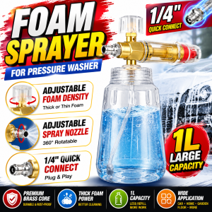 1L Foam Sprayer Bottle Snow Foam Nozzle High Pressure Spray Hand Pressurized Pump Foam Sprayer Air Pressure Water Jet For Garden Car Wash Cleaning