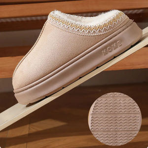 Aqrau 【50%OFF】36-45 size New fluffy slippers women House flats fashion plush winter designer shoes ladies home elegant casual footwear