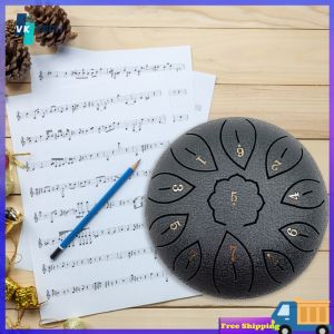 [ VKTECH ] 6 Inch Steel Tongue Drum with 11 Melodic Tunes - Perfect for Beginners and Music Therapy - Lightweight and Portable Design