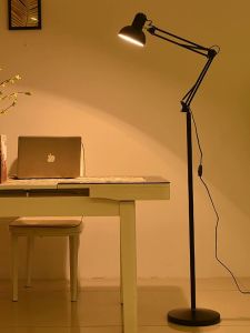 LED Floor Light Black Metal Adjustable Long led light bedroom Swing Arm Floor Lamp Modern Nordic Style Stand Shade With Flexible Swing Arm For Office Room Living Room Bedroom Led Reading Light adjustable floor lamps & torchieres