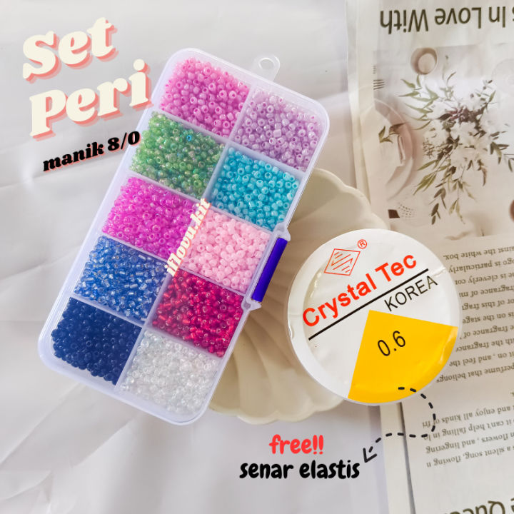 set manik manik box 3mm + senar elastis | Beads Bracelet Kit