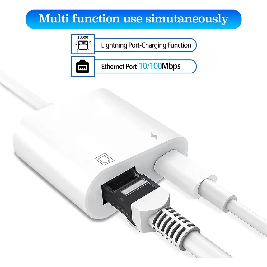 Lightning to Ethernet Adapter with Charging for iPhone 14 13 pro