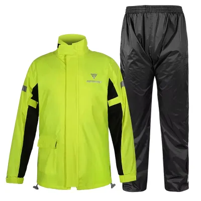 Original Motowolf Raincoat Black/Neon Upgraded Rain Wear for Protection - Waterproof & Windproof