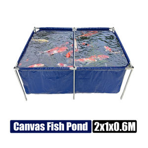 Kolam Kanvas Keli/Tilapia/Guppy/Betta Ternak Udang Ikan Canvas Pond For Shrimp & Fish Large Canvas Aquarium Pond Fish Tank Galvanized steel pipe Frame