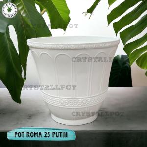 Pot Bunga Tanaman Tinggi Cjp Roma 25 Putih Bahan Tebal - CJP ROMA 25 PUTIH