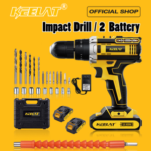 KEELAT KCD005 31 PCS Drill Cordless Drill Battery Impact Drill Bateriy Screwdriver Hammer Drill 3 Mode With Light