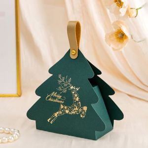 COUPLECOL 10PCS Hình tam giác Hộp quà có quai xách. Giấy Nhỏ gọn Hộp quà kẹo Nhẹ Kích thước nhỏ. Hộp quà tặng cho tiệc Cây thông Noel