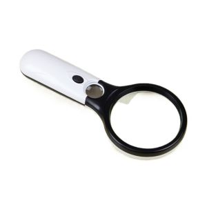 Handheld magnifier with 3 LED lights and two magnifying lenses