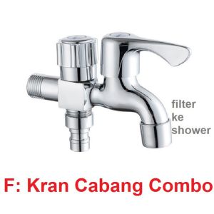 Terlaris Kran Cabang Engkol Keran Shower Cabang 2 Kran Double Kamar Mandi 2 Way 2 Keran Tembok Wall Tap Mesin Elegan