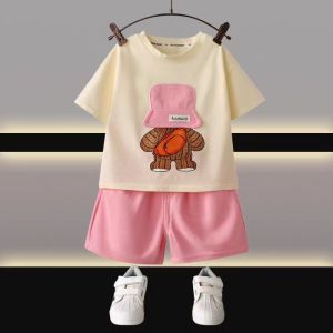 Kartun baju kaos setelan anak cewek casual imut bayi perempuan Lengan pendek pakaian sets import katun