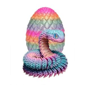 3D Printed Snake Toy Articulated Snake Ornament Egg with Snake Inside Flexible Fidget Toy for Desk Decoration
