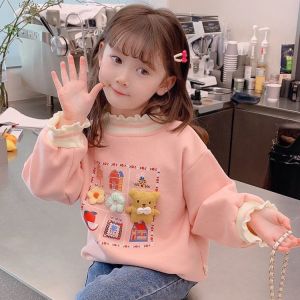 BABYFINE เสื้อกันหนาวเด็ก แจ็คเก็ตสำหรับเด็กผู้หญิง การออกแบบลวดลายน่ารัก เสื้อแจ็คเก็ตสเวตเตอร์คอเต่าครึ่งตัวแบบหนาแบบใหม่ของเด็กผู้หญิงสำหรับฤดูใบไม้ร่วงและฤดูหนาว