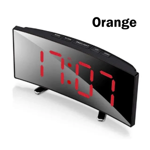 Curve Digital Alarm and Office Clock 12-24 Battery Powered or USB Powered LED Green Jam Loceng Digital LED Petak